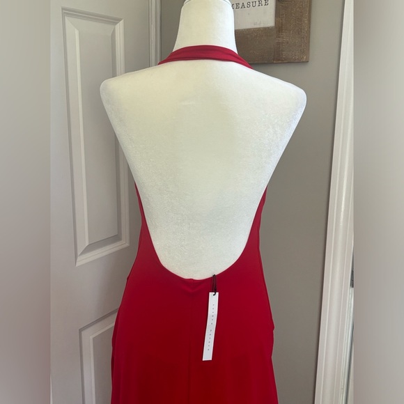 Susana Monaco Halter Low Back Slit Dress with Attached Bodysuit Lining - Picture 12 of 12